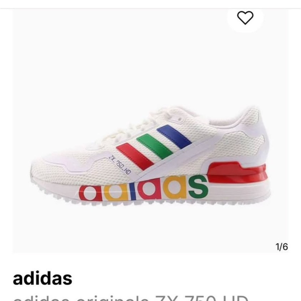 Adidas ZX 750 HD White with Red, Blue, and Green Accents